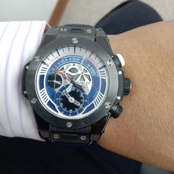 台北流當品拍賣 原裝 HUBLOT 宇舶 BIG BANG 飛返計時 陶瓷 自動 男錶 9成5新 ZR464